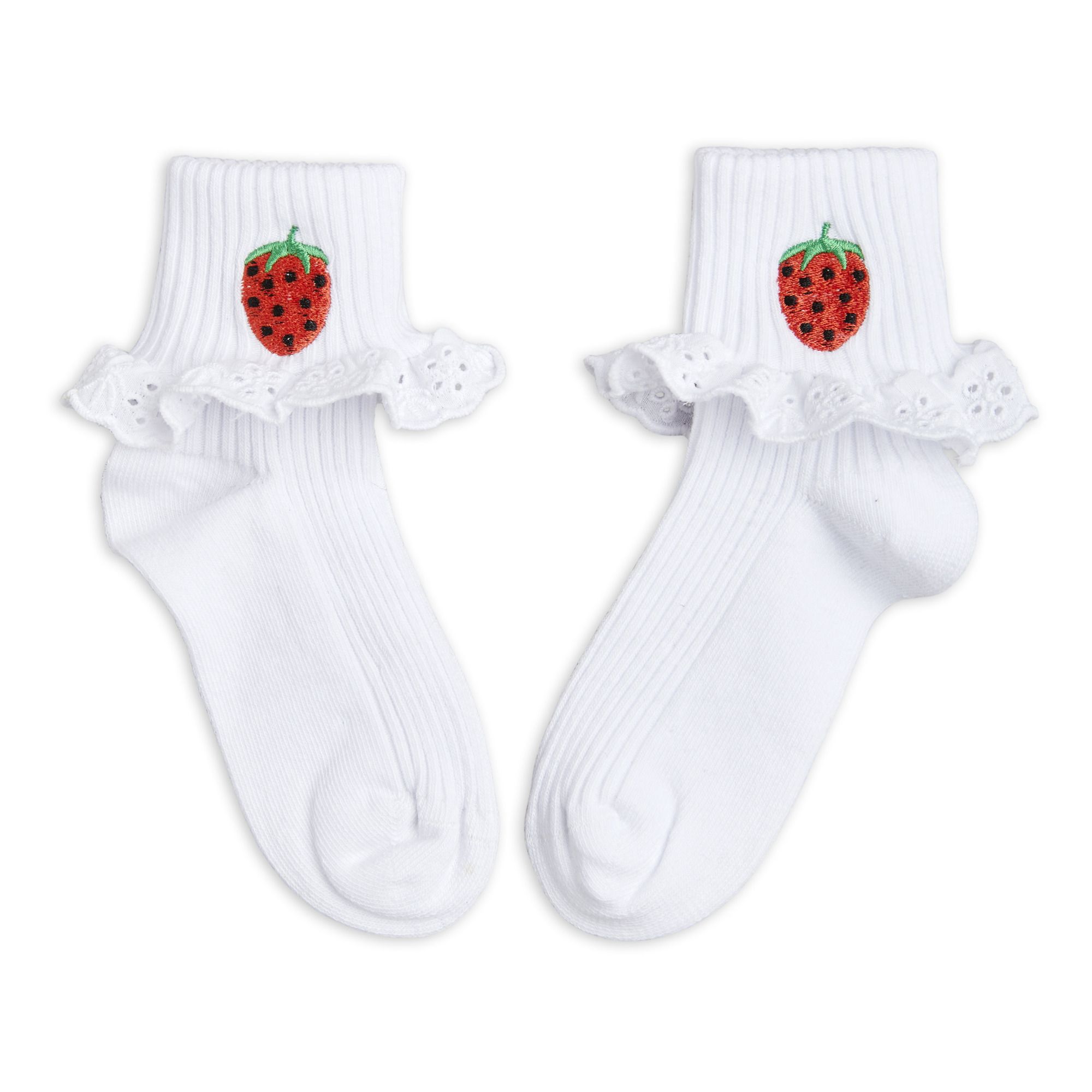 Organic Cotton Strawberry Socks | White- Product image n°0