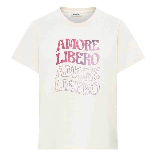 T-Shirt Imprimé Amore Libero Coton Bio | Blanc cassé
