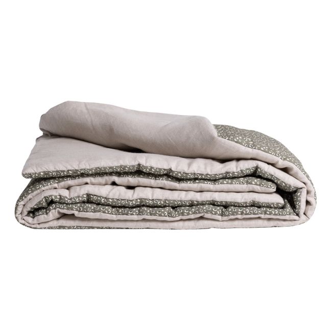 Printed Linen Quilt  | Khaki