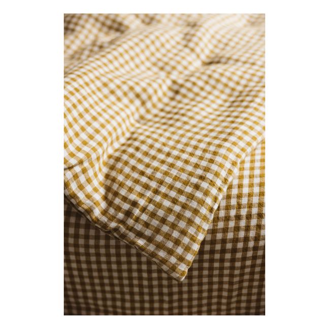 Funda nórdica de lino lavado Vichy | Curry