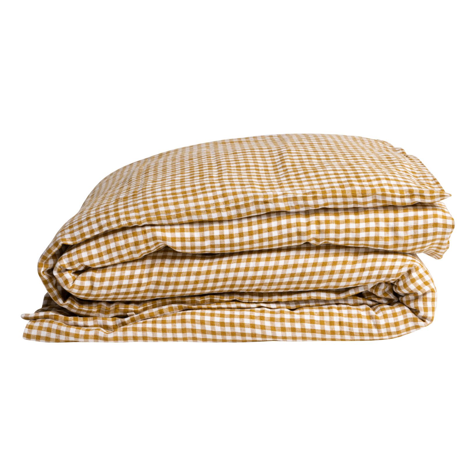 Gabrielle Paris Bettdeckenbezug aus gewaschenem Leinen Vichy | Currygelb