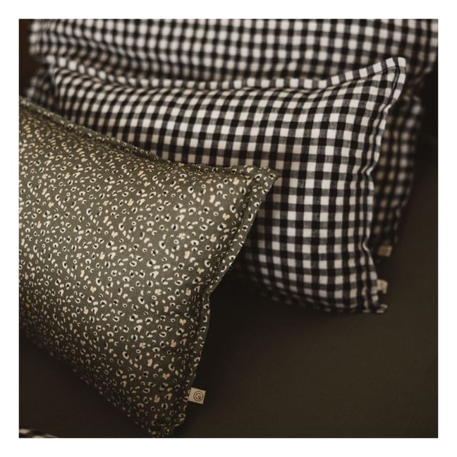 Gingham Washed Linen Pillowcase | Negro