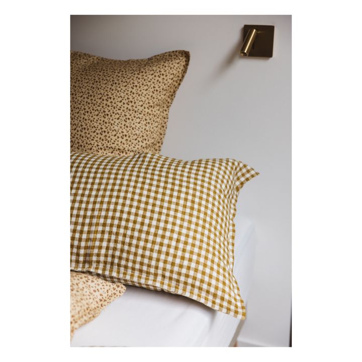 Gingham Washed Linen Pillowcase | Yellow Curry colour- Product image n°4