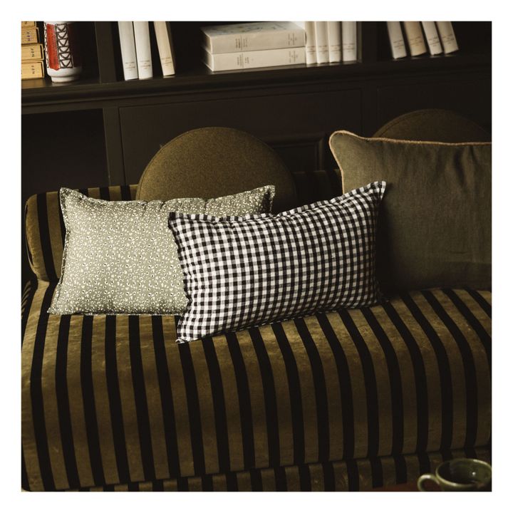 Gingham Washed Linen Pillowcase | Black- Product image n°2