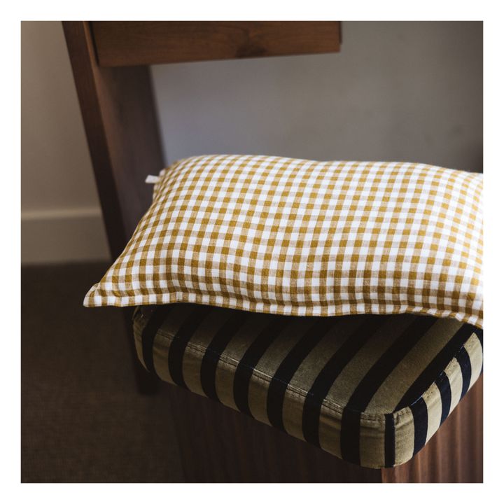 Gingham Washed Linen Pillowcase | Yellow Curry colour- Product image n°5