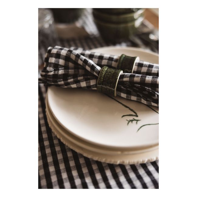 Gingham Washed Linen Napkin | Black