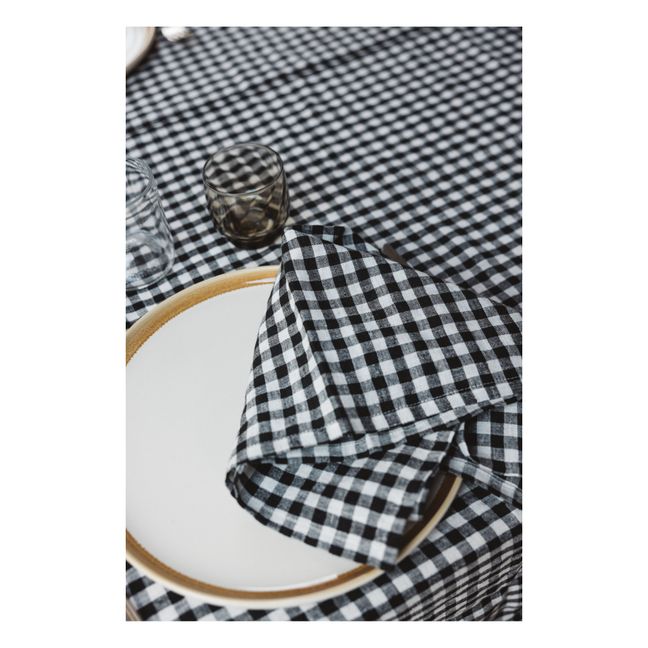Gingham Washed Linen Napkin | Black