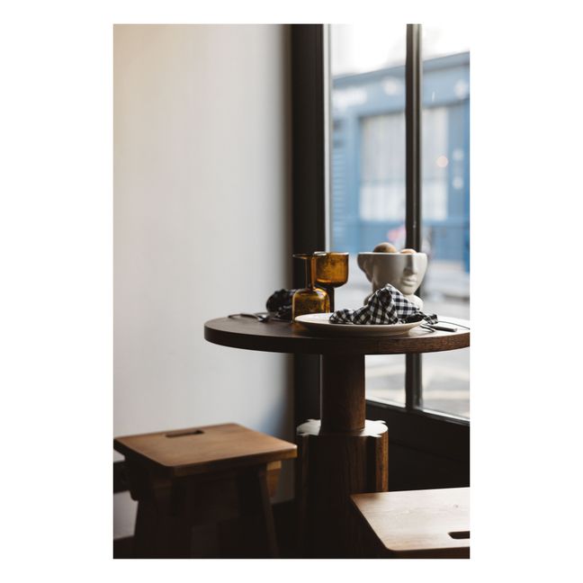 Gingham Washed Linen Napkin | Black