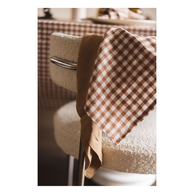 Gingham Washed Linen Napkin | Rosso mattone