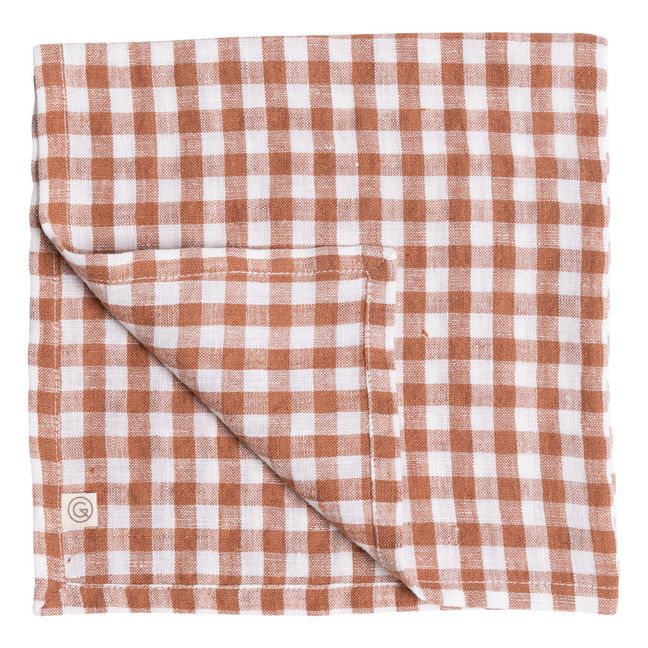 Serviette de table en lin lavé vichy | Rouge brique
