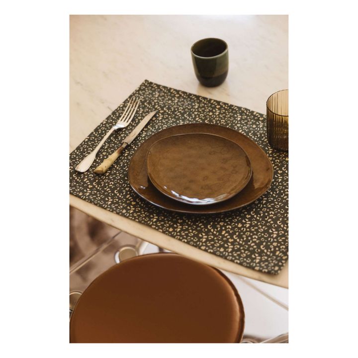 Tischset aus bedruckter Baumwolle | Khaki- Produktbild Nr. 1