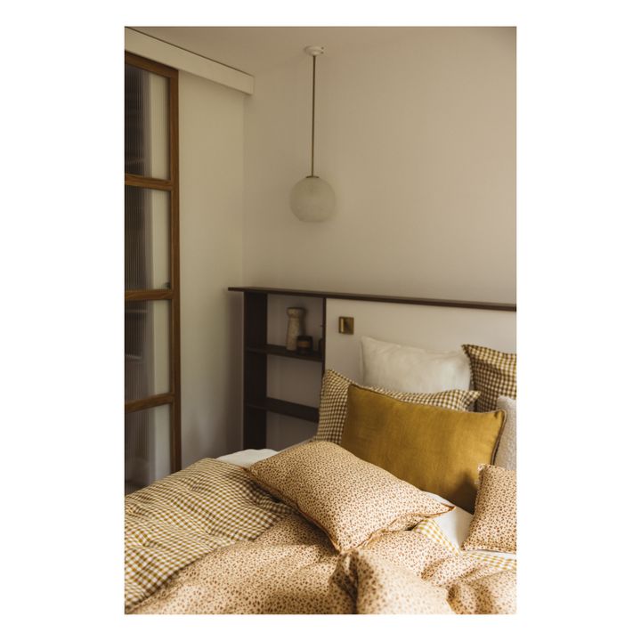 Bettdecke aus bedrucktem Leinen | Sandfarben- Produktbild Nr. 1