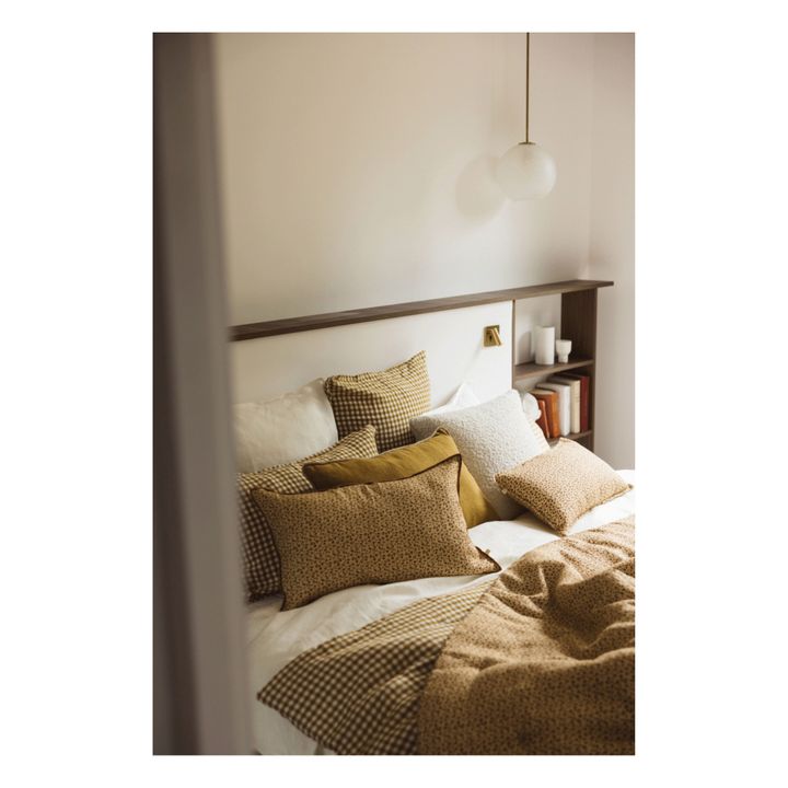 Bettdecke aus bedrucktem Leinen | Sandfarben- Produktbild Nr. 2