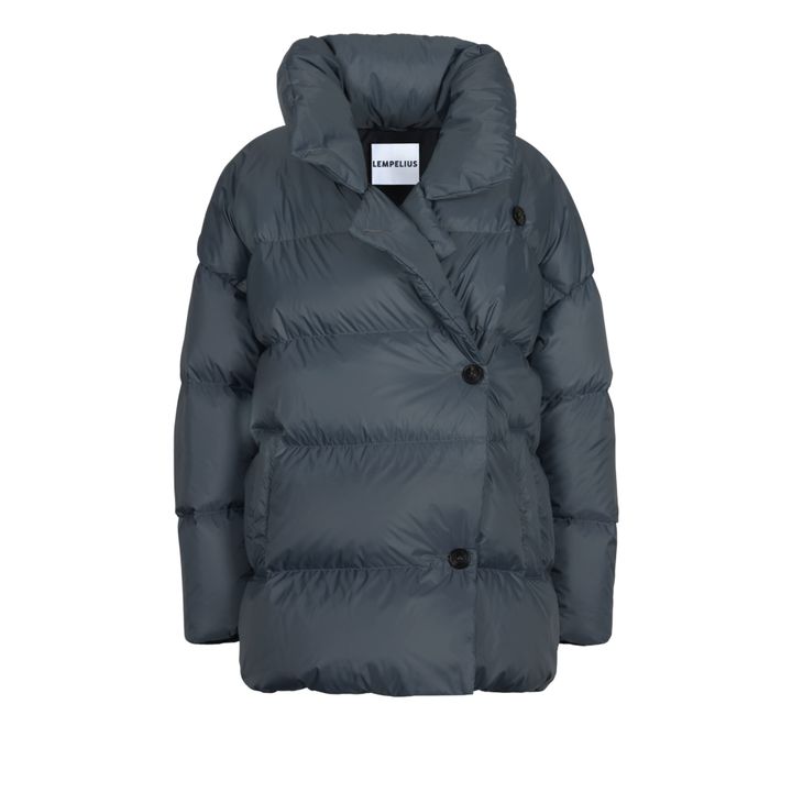 Cropped Button-Up Puffer Jacket | Azul Gris- Imagen del producto n°0