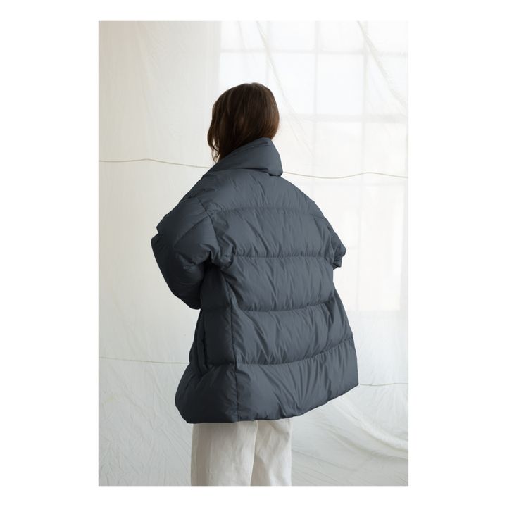 Cropped Button-Up Puffer Jacket | Azul Gris- Imagen del producto n°2