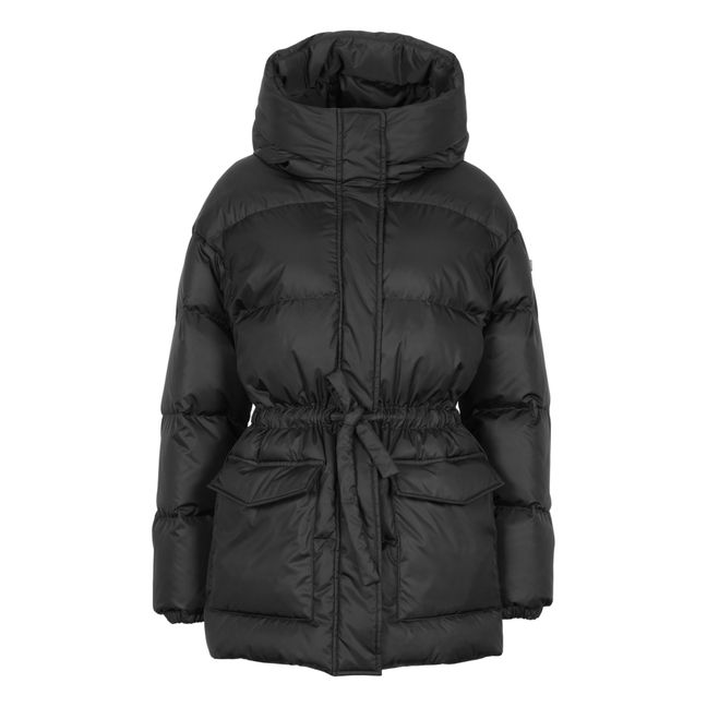 Cropped Belted Puffer Jacket | Black