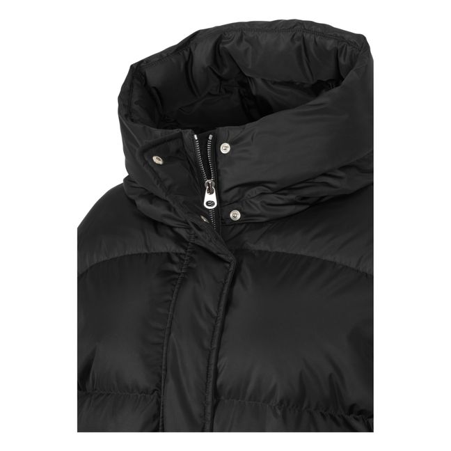 Cropped Belted Puffer Jacket | Black