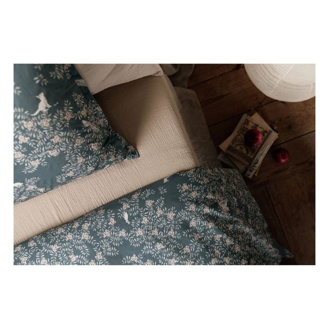 Ropa de cama de percal de algodón Fauna | Azul