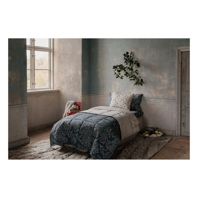 Fauna Cotton Percale Quilted Blanket | Blau