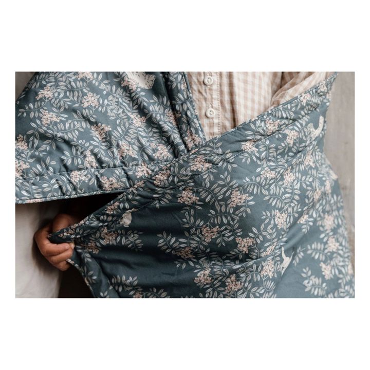 Manta de percal de algodón Fauna | Azul- Imagen del producto n°5