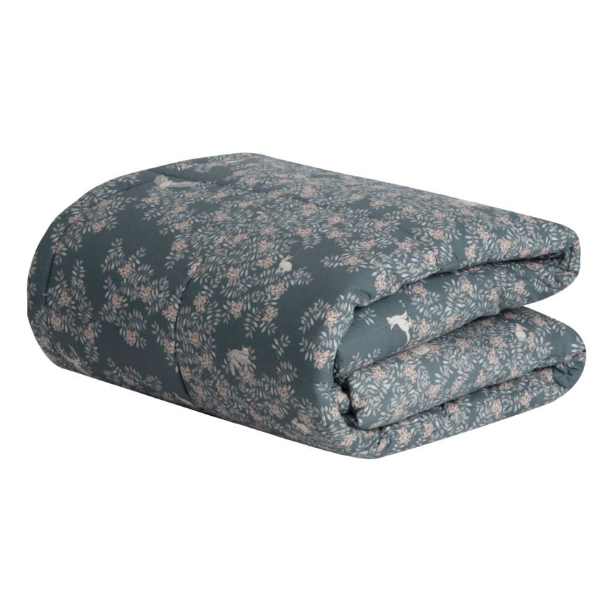 garbo&friends - Fauna Cotton Percale Quilted Blanket - Blue | Smallable