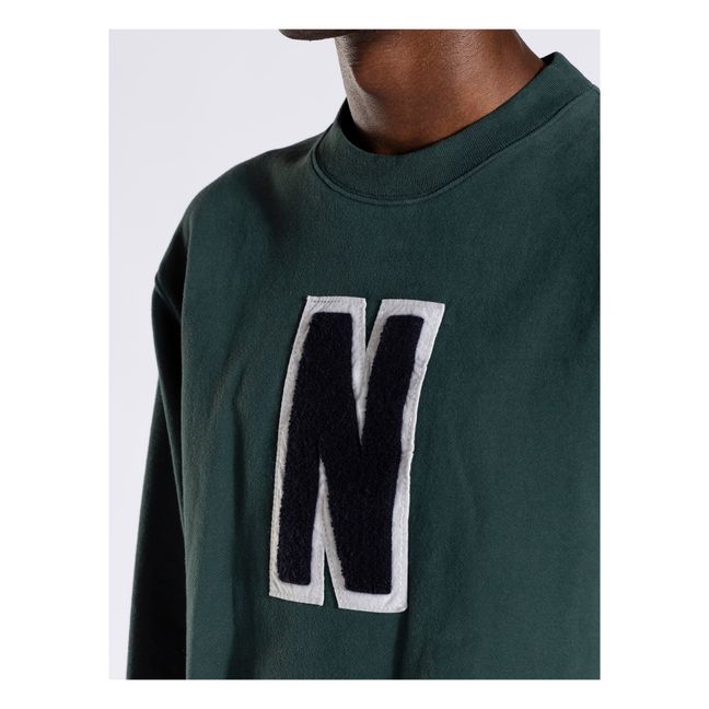 Arne Varsity N Recycled Cotton Sweatshirt | Dunkelgrün