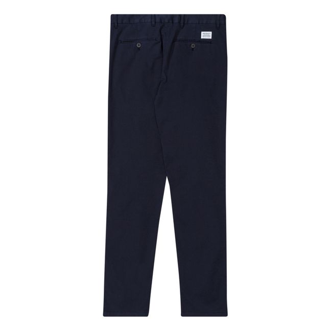 Aros Slim Organic Cotton Chino Trousers  | Navy blue