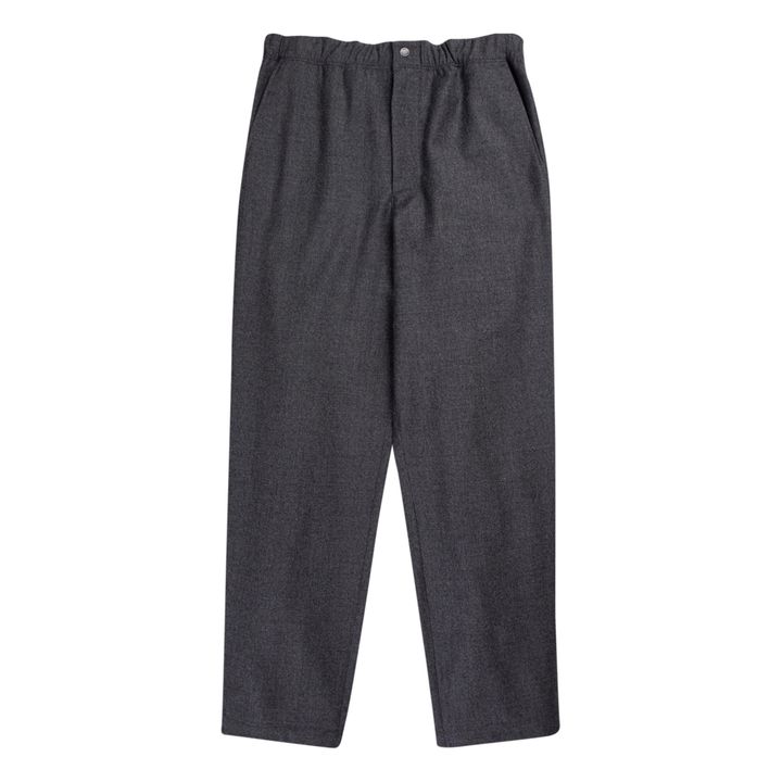 Ezra Woollen Flannel Trousers  | Charcoal grey- Product image n°0