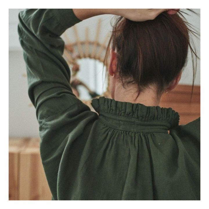 Rosebush Double Cotton Muslin Blouse - Women’s Collection  | Dark green- Product image n°5