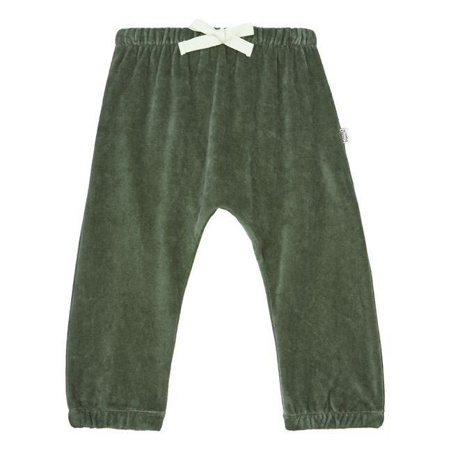 Pantalón doble gasa de algodón orgánico Canela | Verde Oscuro
