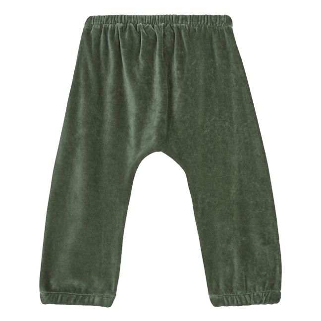Pantalón doble gasa de algodón orgánico Canela | Verde Oscuro