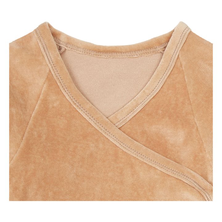Camiseta cruzada de terciopelo de algodón orgánico Crocus | Camel- Imagen del producto n°1