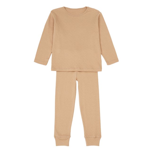 Pyjama Coton Bio Pointelle Arbousier | Camel