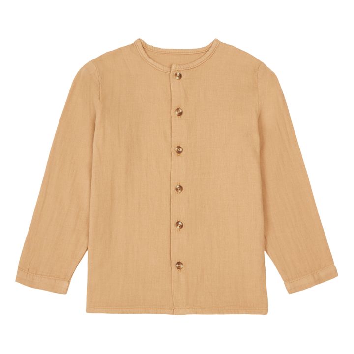 Bluse aus Baumwollgaze  Fleurs Ronce | Kamelbraun- Produktbild Nr. 0