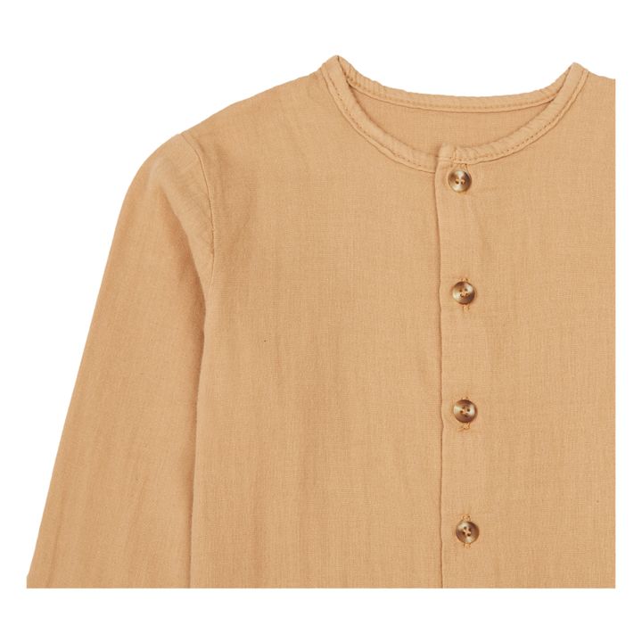 Bluse aus Baumwollgaze  Fleurs Ronce | Kamelbraun- Produktbild Nr. 1