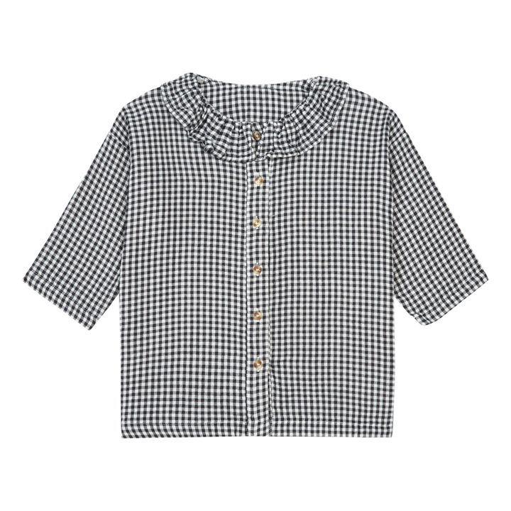 Aronie Gingham Cotton Muslin Blouse | Grey- Product image n°0