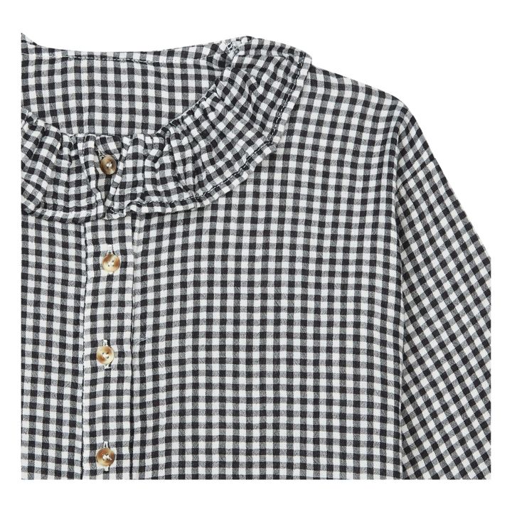 Aronie Gingham Cotton Muslin Blouse | Grey- Product image n°1
