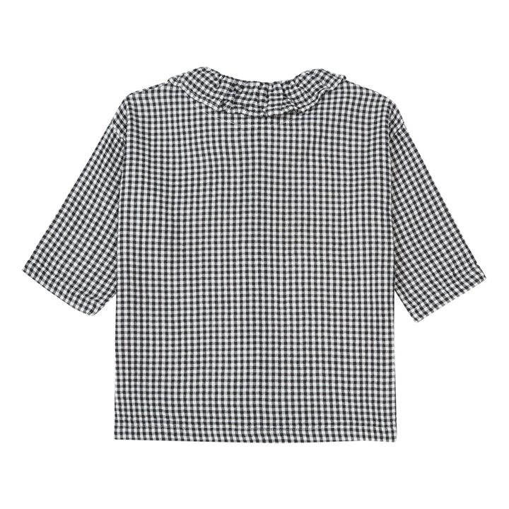 Aronie Gingham Cotton Muslin Blouse | Grey- Product image n°2