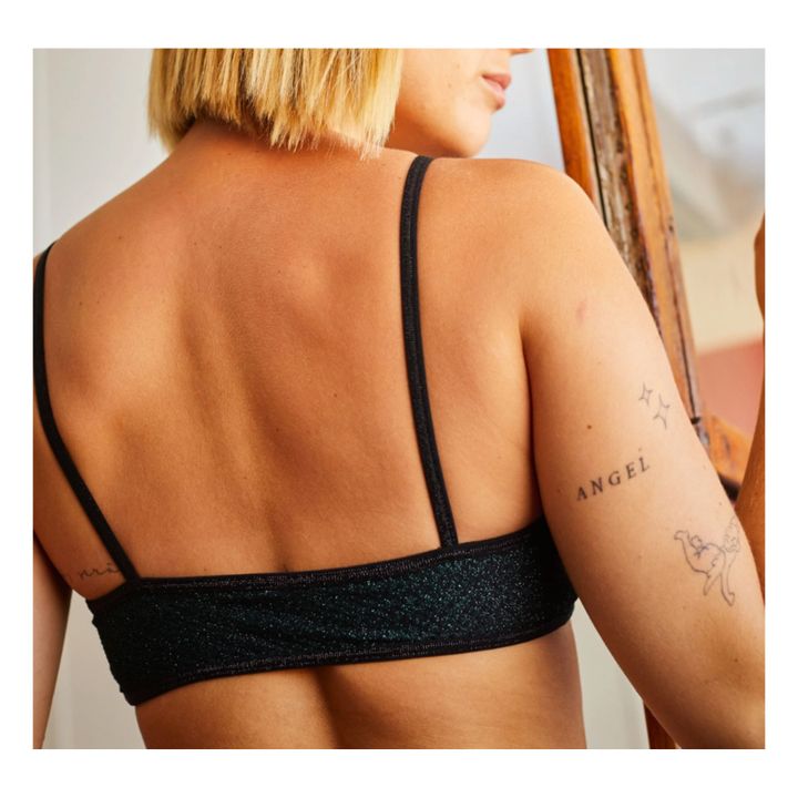 Georges Shiny Bikini Top | Black- Product image n°3
