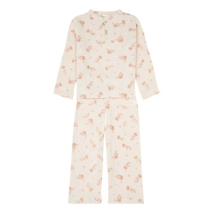 Deli Double Muslin Flower Pyjamas | Ecru- Product image n°0