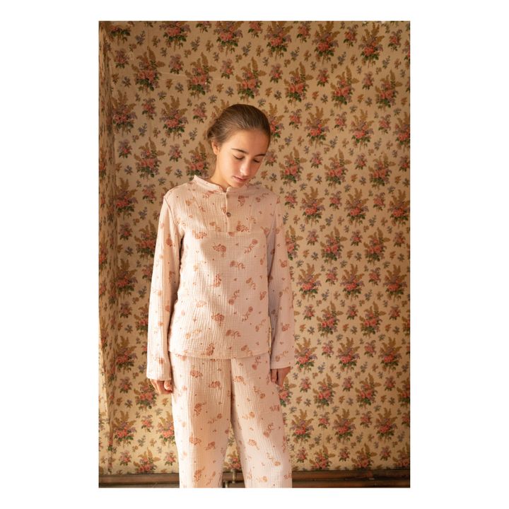 Deli Double Muslin Flower Pyjamas | Ecru- Immagine del prodotto n°1