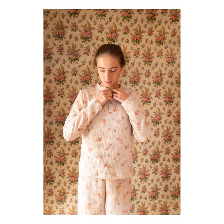 Pyjama Deli Fleurs Double Gaze | Ecru- Image produit n°2