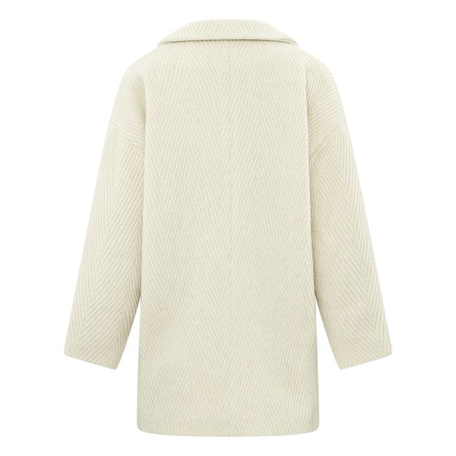 Recycled Wool Cropped Coat | Ecru