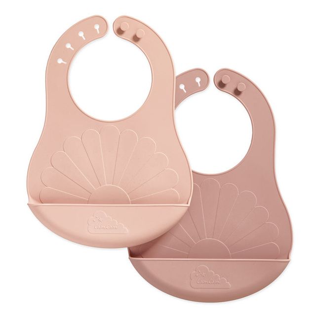 Flower Silicone Bibs - Set of 2 | Pink