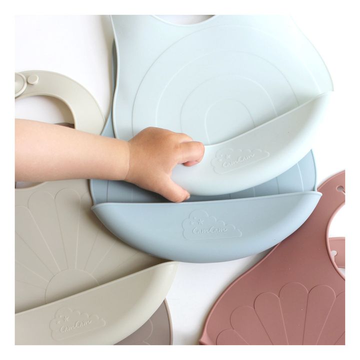 Bavoir Flower en silicone - Set de 2 | Beige- Image produit n°1