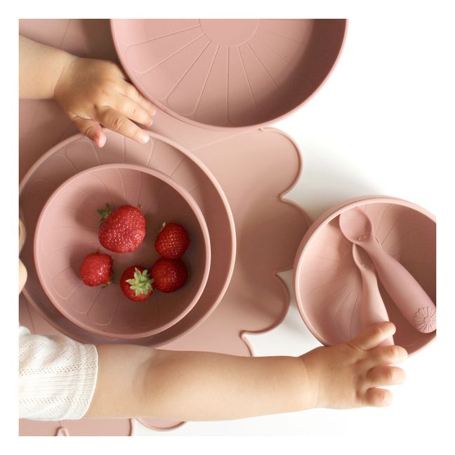 Assiette Flower en silicone - Set de 2 | Rose