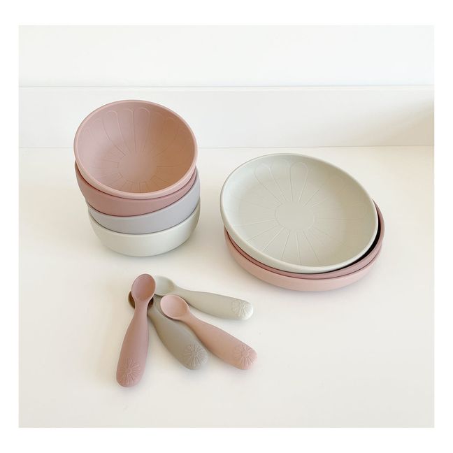 Assiette Flower en silicone - Set de 2 | Rose