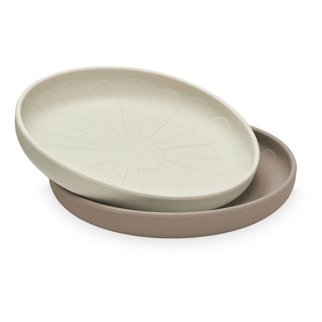 Flower Silicone Plates - Set of 2 | Beige