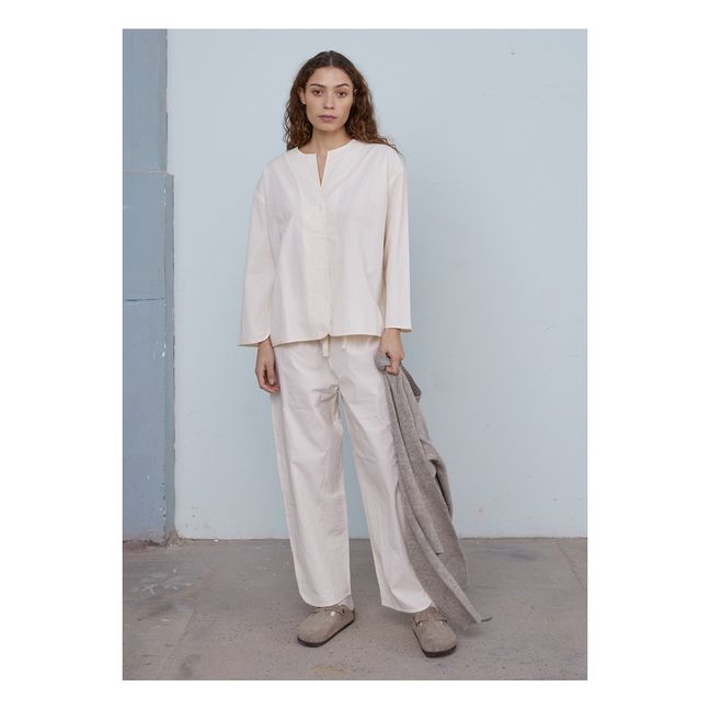Organic Cotton Poplin Pyjamas | Ecru