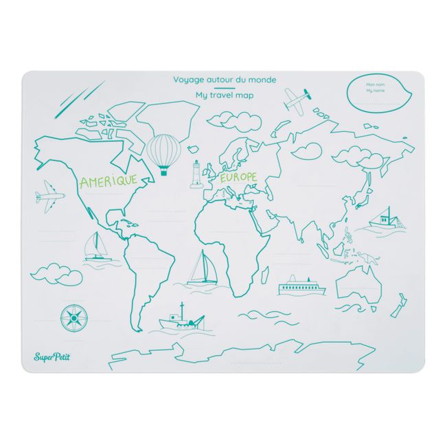 Colouring World Map Place Mat + Marker - FR/EN